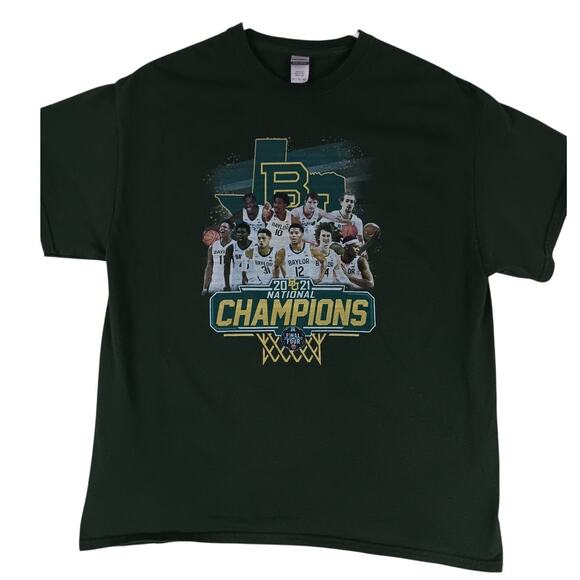 Baylor University Bears 2021 National Champions T-Shirt Mens XL Green Basketball - Picture 1 of 10